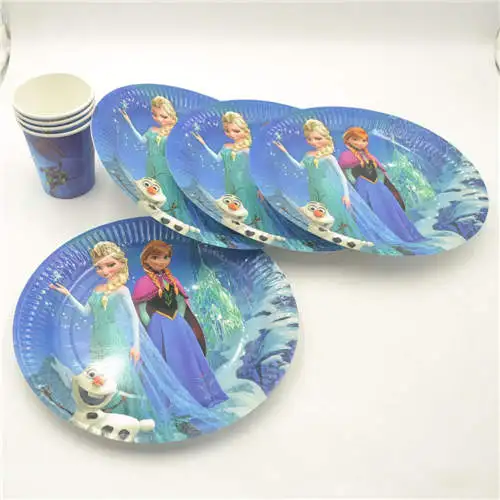 plates Вечерние скатерти Эльзы и Анны размером 108x180 см, чашки Снежной королевы, соломенное Украшение коробки для конфет, вечерние принадлежности Эльзы и Анны - Цвет: plates