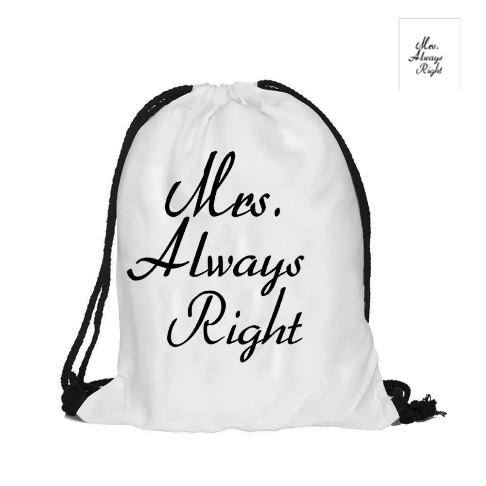 Рюкзак Mr Mrs Right с принтом на шнурке модные сумки из полиэстера для пар сумка
