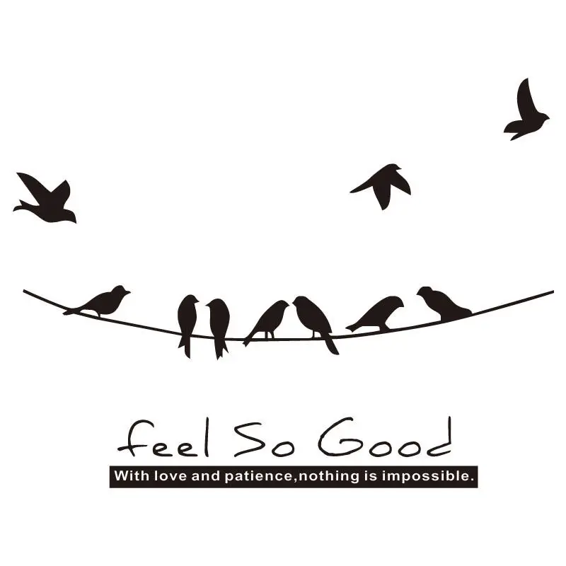 Птиц на Мощность линии стены Стикеры s для Гостиная домашний декор Съемная