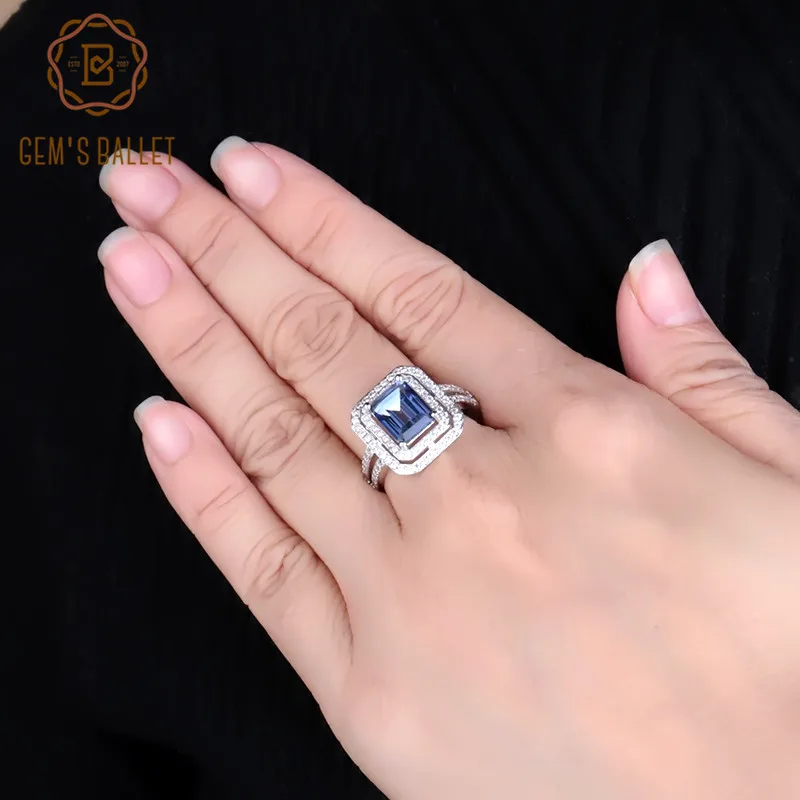 Драгоценный камень фотоэлемент серебряная прямоугольная огранка 2.05Ct