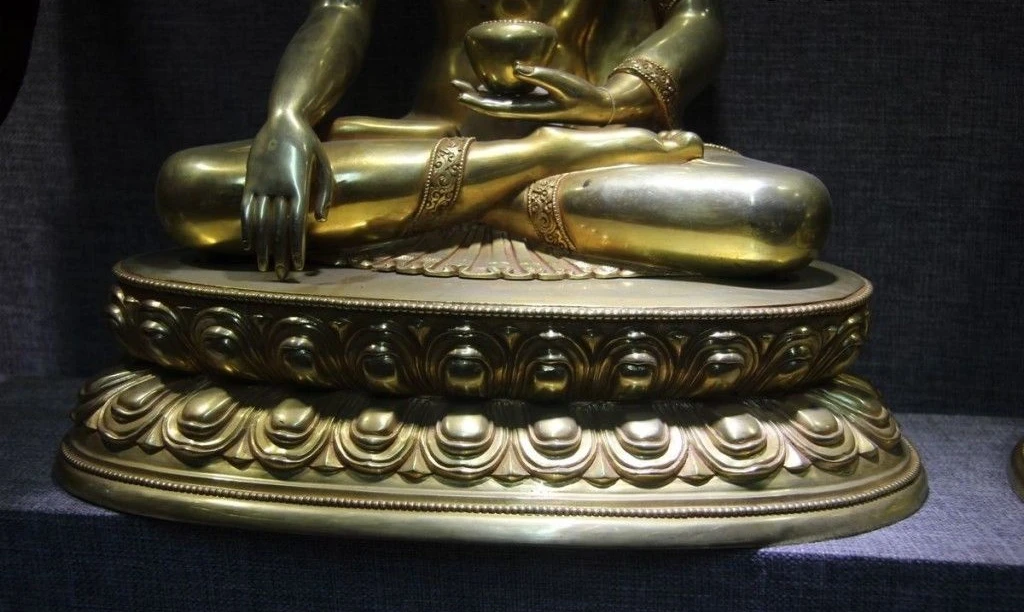 19 China Buddhism Copper Bronze 24K Gold Gild Sakyamuni shakyamuni buddha Statue | Дом и сад