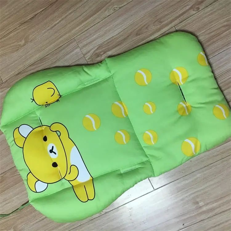 Green Bear Милый дизайн, мультяшный коврик для детской коляски, коврик для детской коляски, дышащий, подушка для сиденья, общий хлопок, плотная коляска, матрас - Цвет: Green Bear