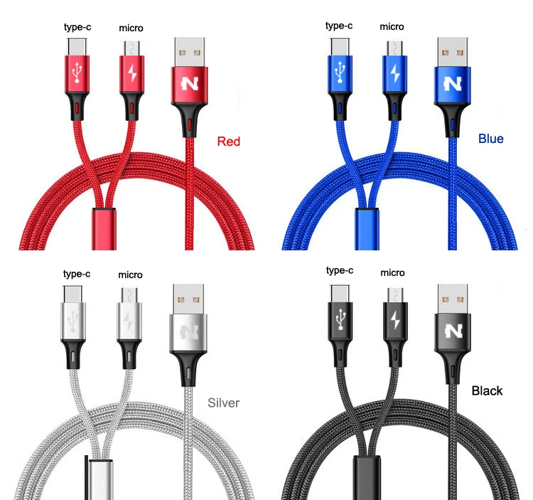 NOHON Micro 8-контактный usb-кабель типа C для iPhone 7, 6, 6S Plus, 5, 5S, iOS, 10, 9, 8, samsung, Android Phone, 2 в 1, usb-кабели для синхронизации данных