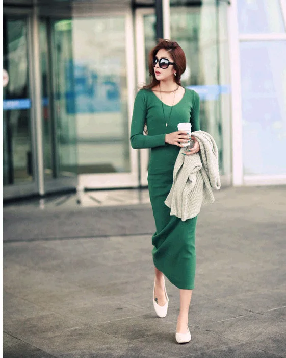 Classic knit Slim Korean dress casual highlights body fashion clothing spring and summer models wild clothes | Женская одежда
