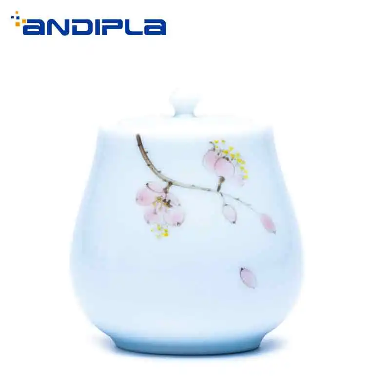 Цзиндэчжэнь ручная роспись винтажная керамическая чайная банка с лотосом