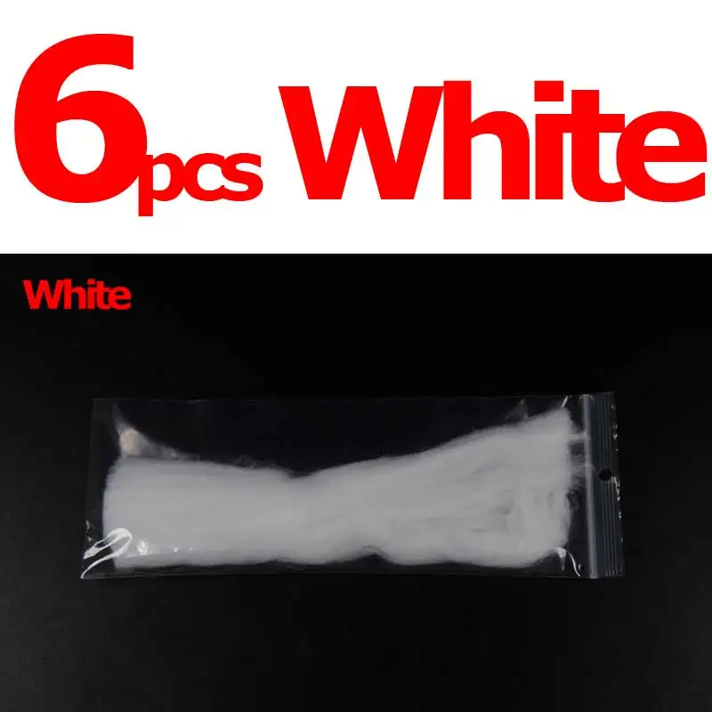6pcs white Многоцветная мухоловка, яичная пряжа, светящаяся в виде жука, пряжа из волокна, приманка для приманки, парашют, материал для завязывания мушек, розовый, желтый, оранжевый, черный цвет - Цвет: 6pcs white