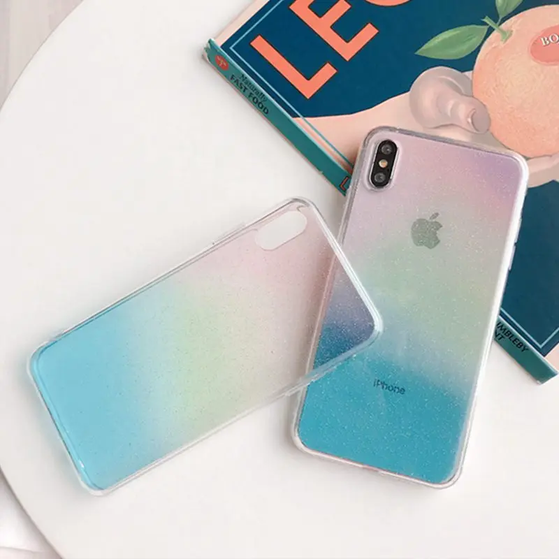 Градиентный Радужный чехол для iphone XS Max 7 8 plus прозрачный 6 6s XR X Plus Мягкий