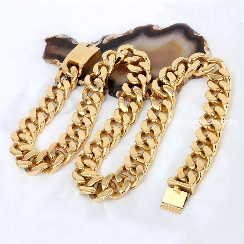 Цепь кубинская из нержавеющей стали 72 см (28 дюймов) * 20 мм 440 г|women necklace|cuban chainreal gold |