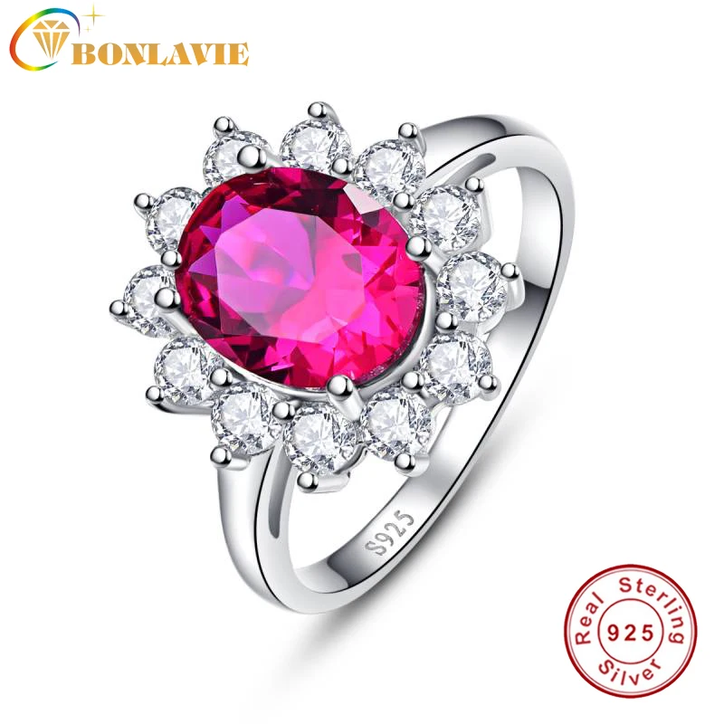 2.95ct с натуральным красным Рубином в форме цветка, Твердое Серебро 925 пробы, обручальное кольцо, ювелирные изделия