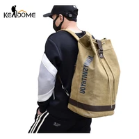 male canvas bucket bag camping backpack tactical military travel hiking army bags mountaineering shoulder bag round bag xa627wd