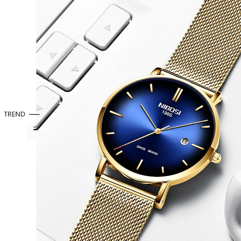 NIBOSI часы для женщин наручные из нержавеющей стали женские водонепроницаемые