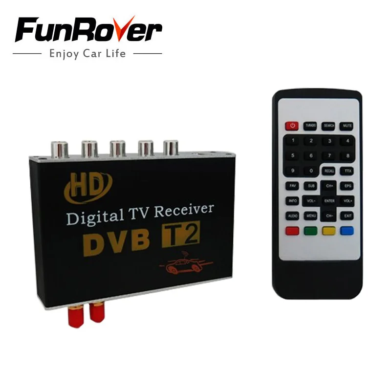 FUNROVER 12 В черный цифровой ТВ приемник автомобильный Dvb-t2 Dvbt2 для тюнер dvd Mpeg4 для России Таиланд Европа dvd