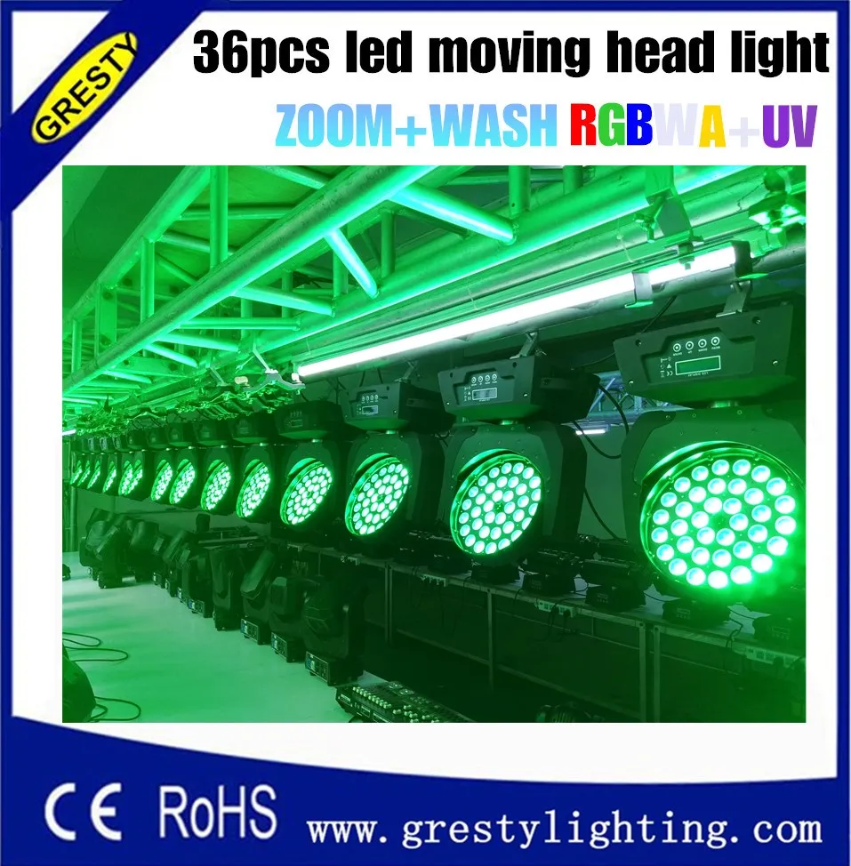 36 шт. 18 Вт rgbwa + uv led движущийся головной свет увеличение луча|moving head light|led moving lightwash