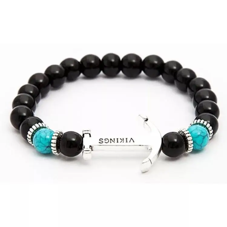 Knight warrior gladiator helmet bracelet alloy boat spear arrowhead black lava stone beads jewelry gift men and women | Украшения и