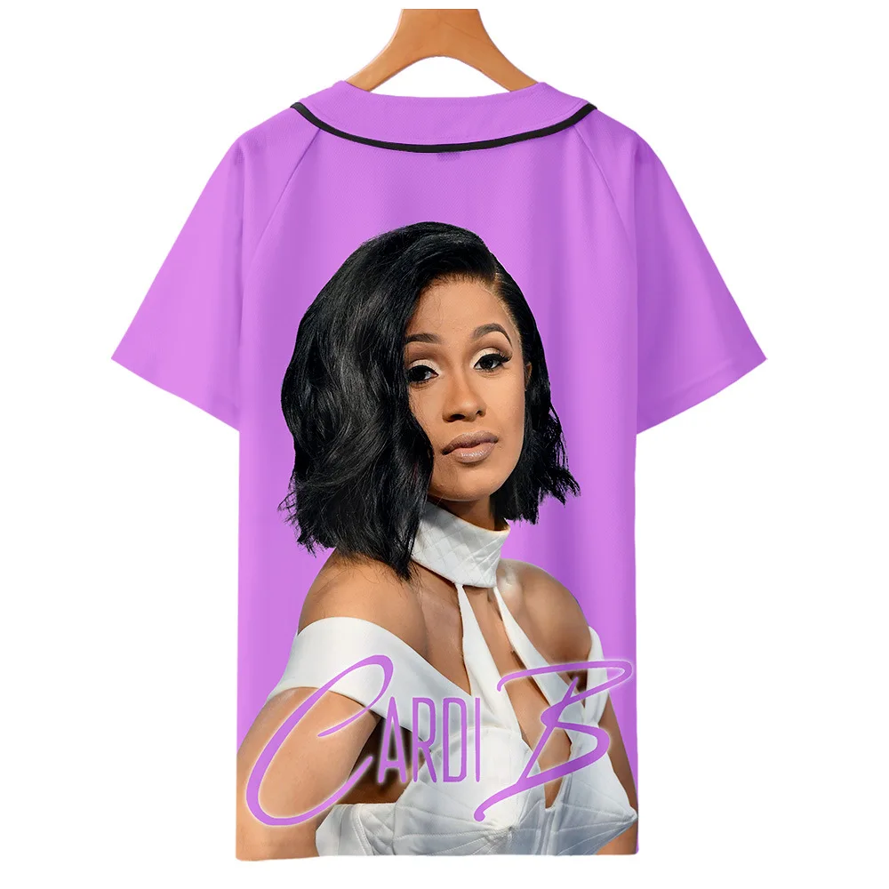 Мужские/женские летние топы, одежда, Бейсбольная Футболка Cardi B с 3D принтом Harajuku, бейсбольная Футболка, хип-хоп, 3D короткий рукав