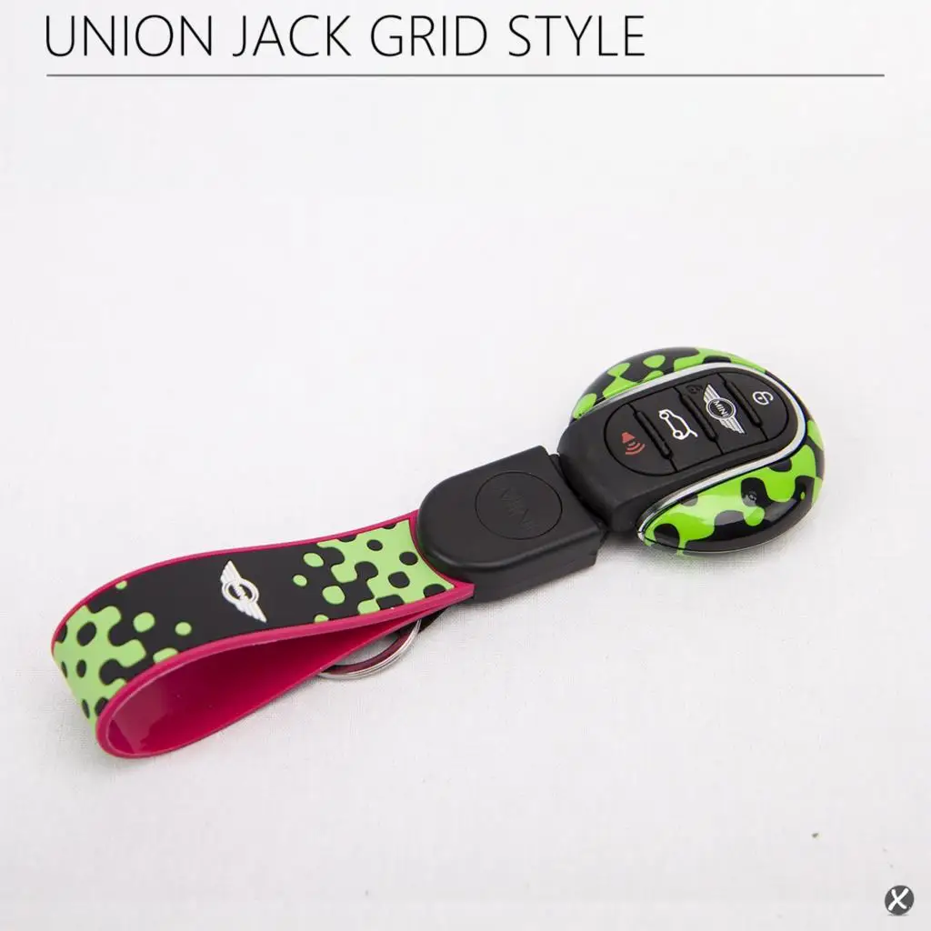Черный чехол для ключа с зелеными точками Mini Cooper F55 F56 one Fun Smart Key|smart key case|mini cooper casekey