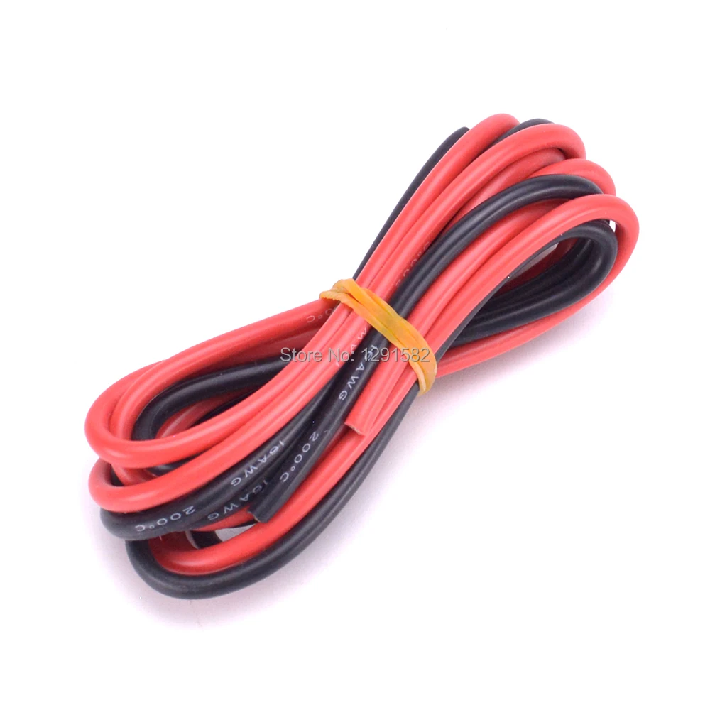 16 AWG 1 м красный + черный 16AWG термостойкий мягкий силиконовый провод кабель для