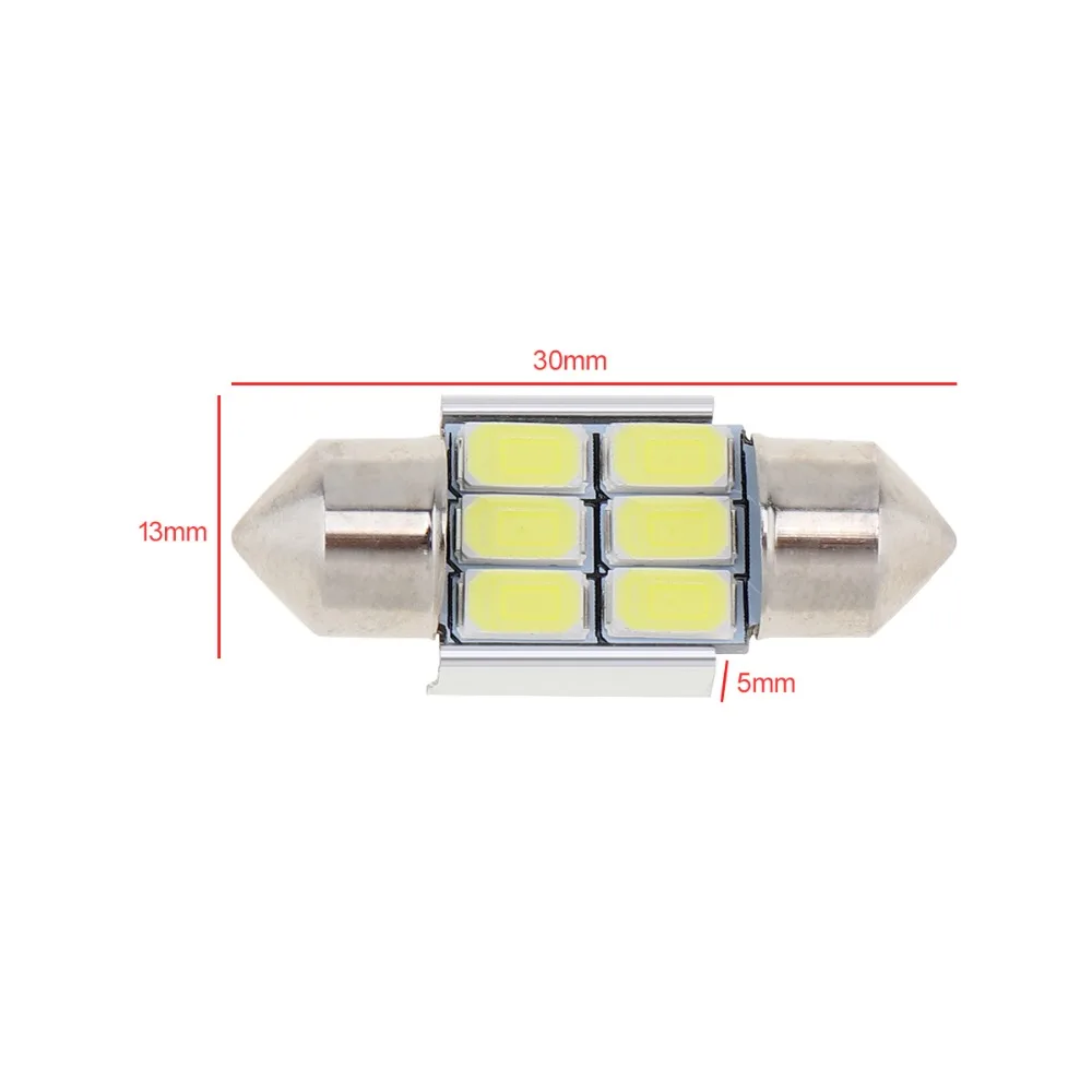 2 шт./лот светодиодная купольная лампа 12 В 5630 6 SMD Белая Гирлянда автомобильная для