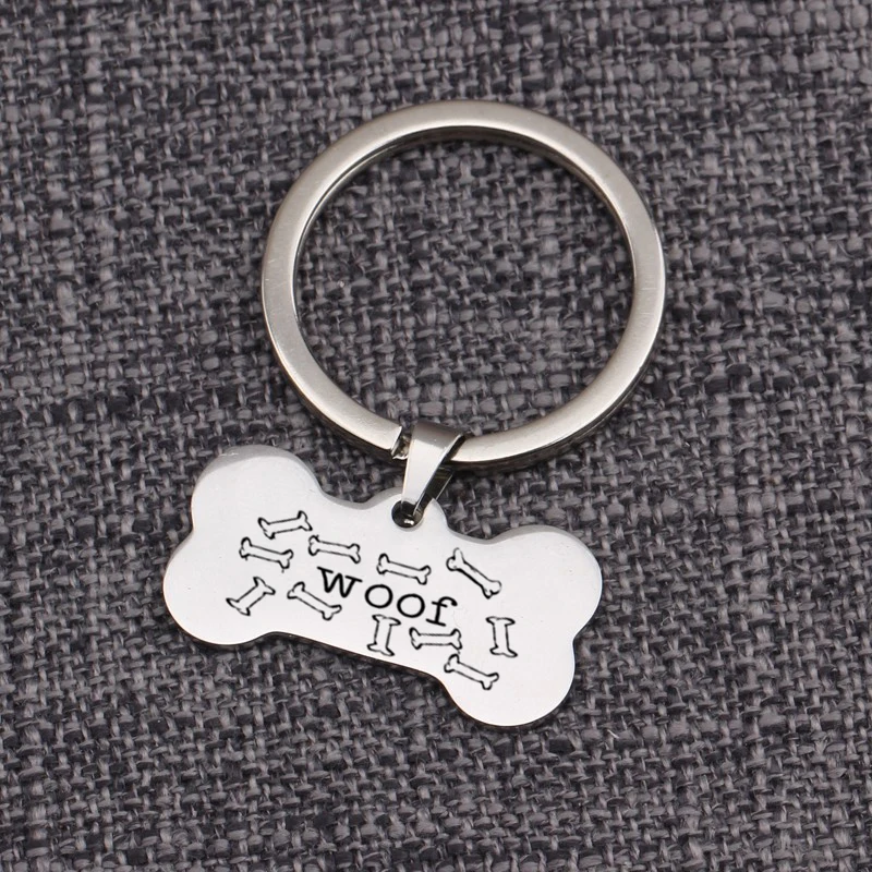Dog Lover Present Mirror Surface Bone Shape Keychain ID Keyring Stamped Bons Woof Creative 2019 Hot Sale Key Holders Jewelry | Украшения и
