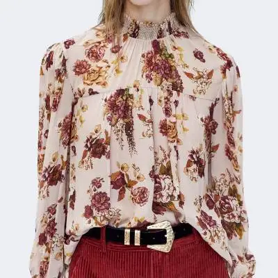 2018 Осень za женские falbala свободные рубашки оборки blusa блузка с длинным рукавом