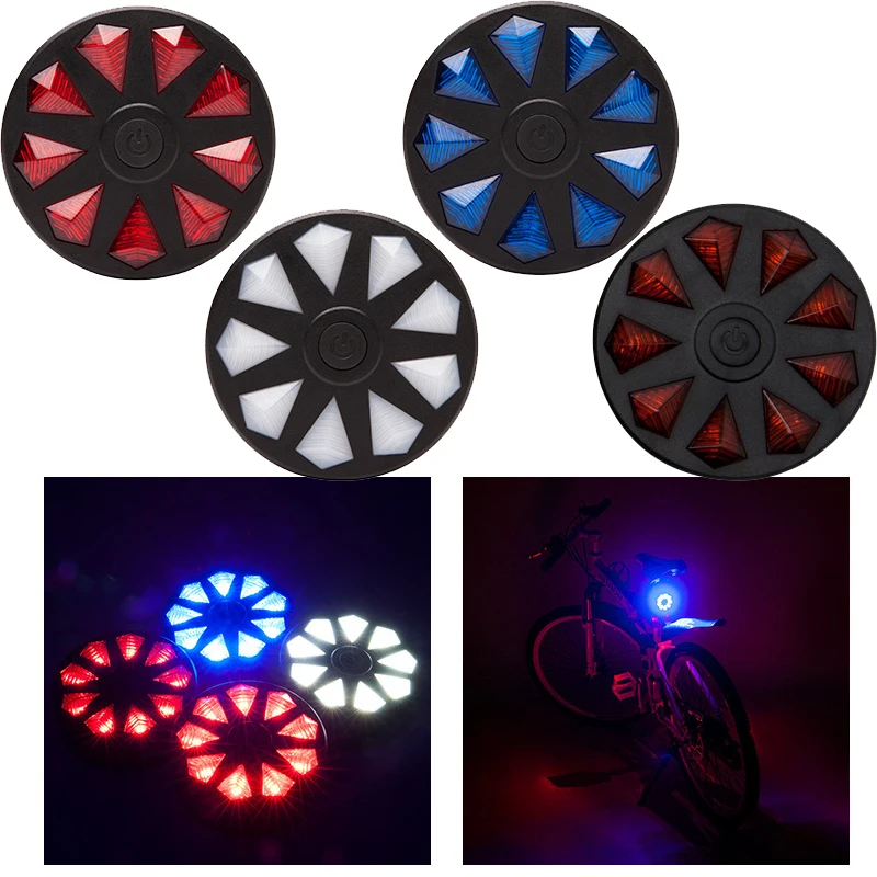 

Bike Bicycle 9 Diamond LED Safety Night Warning Rear Tail Light Lamp 4 Modes