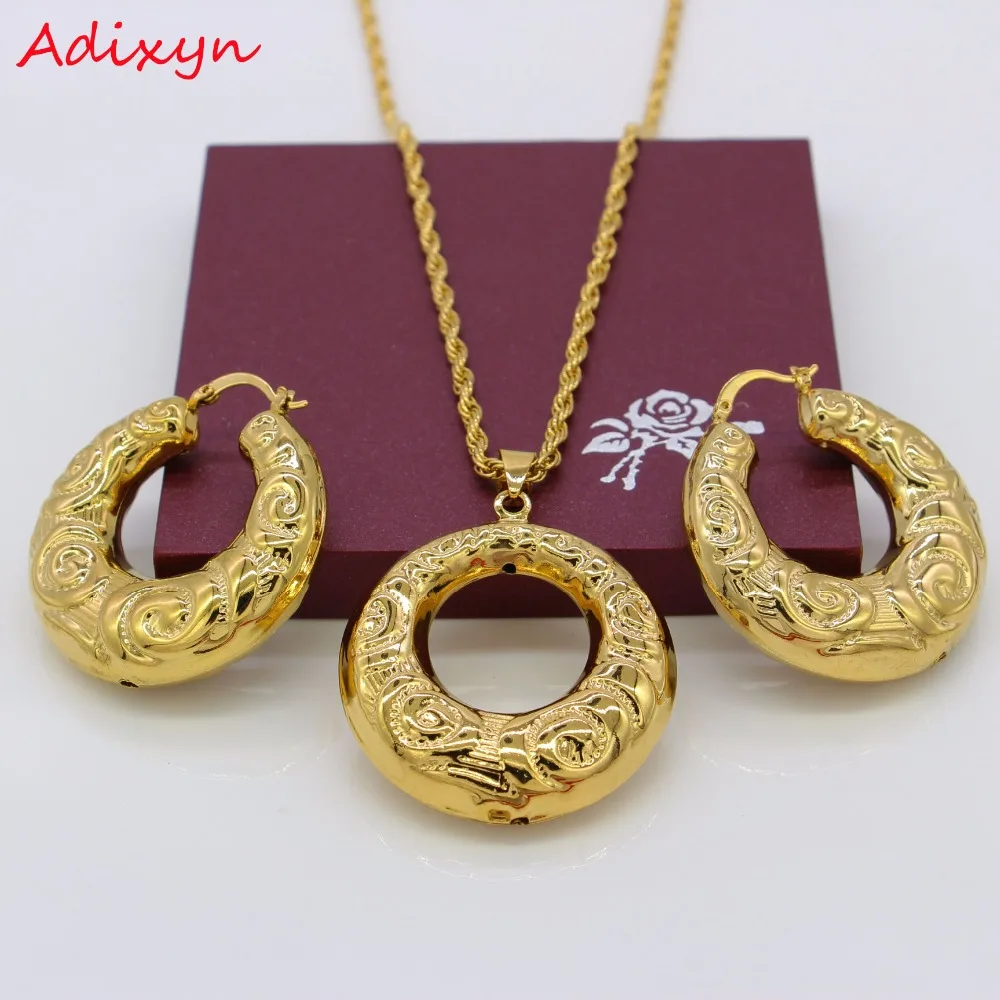 Adixyn в нигерийском стиле Серьги/Цепочки и ожерелья/подвеска комплект ювелирных