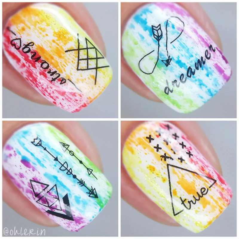 1 лист геометрических водяные наклейки для ногтей переводные водные горки|nail art