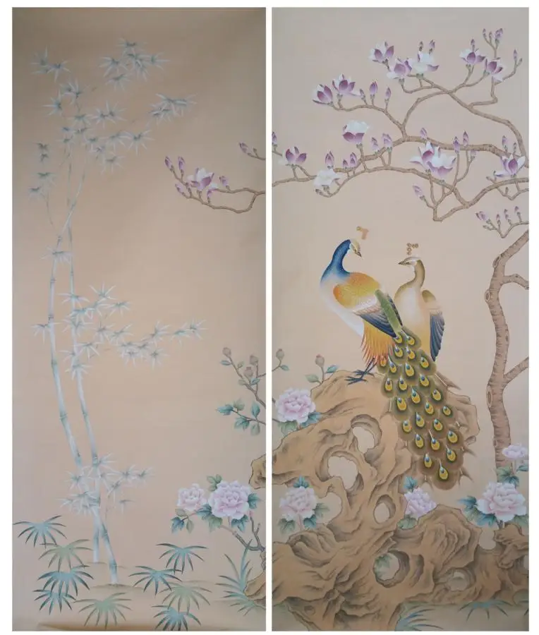 Шелковые обои ручная роспись картина с магнолией цветов птицами | Обустройство