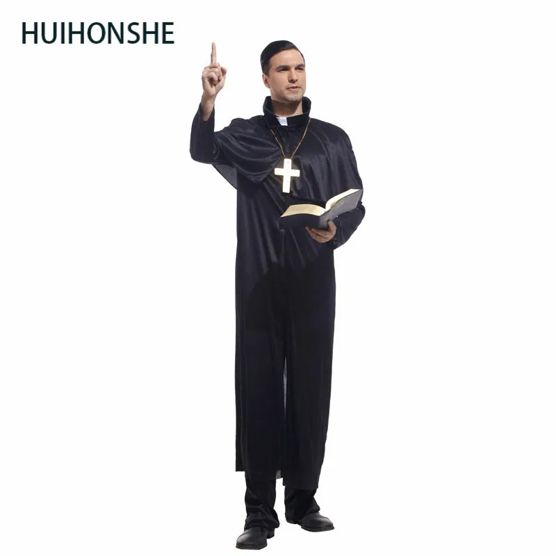 Черные классические костюмы свящника с ожерельем крест для взрослых церкви