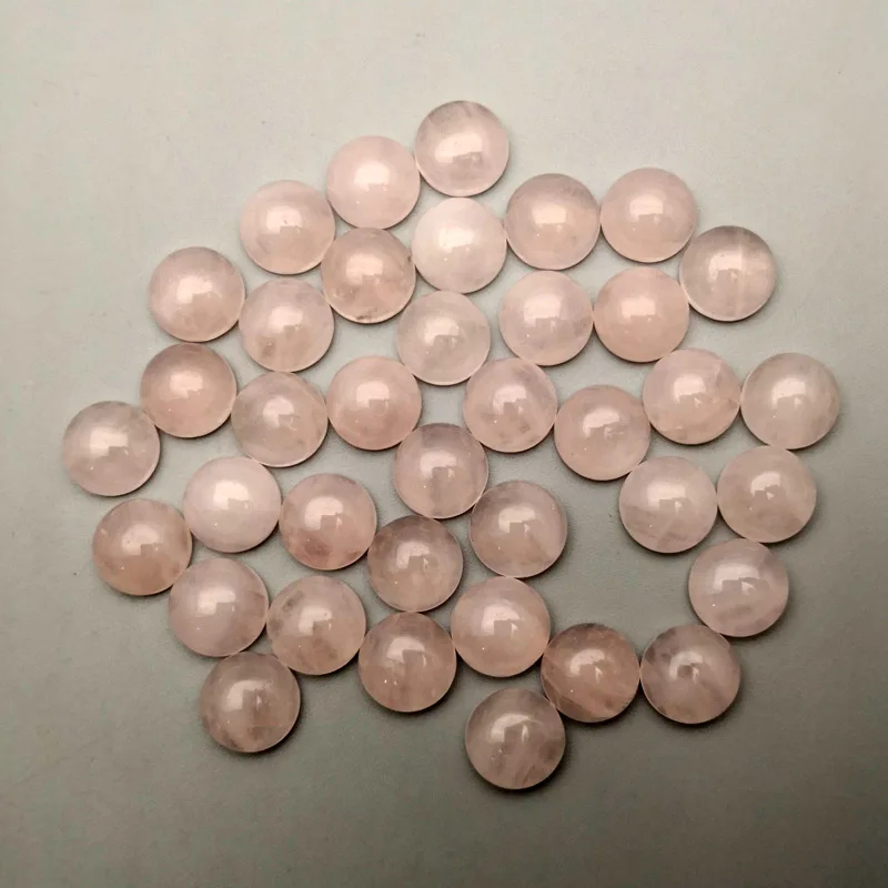 

fashion Quartz Rose natural stone 10mm round cbochon beads for jewelry making 50Pcs/lot charm Earrings Ring accessories no hole