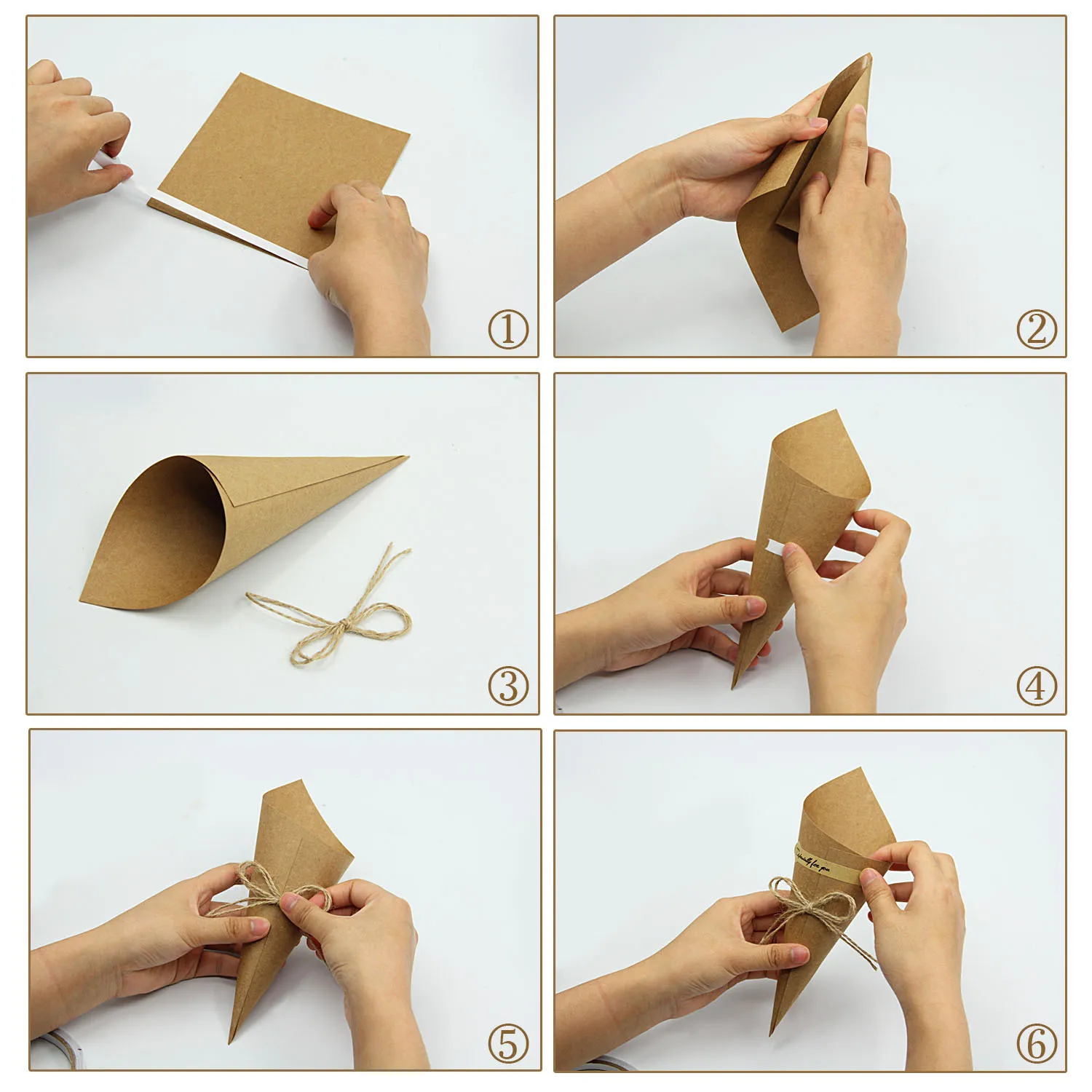 Behogar 100 шт ретро крафт бумаги Бумага конусов Букет Конфет сумки Коробки Свадебная