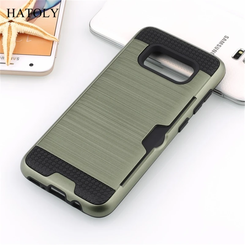 HATOLY Case For Samsung Galaxy S8 G9500 5.8&quot Brushed Armor Silicon Rubber Hard Phone Cover for with Card Slot |