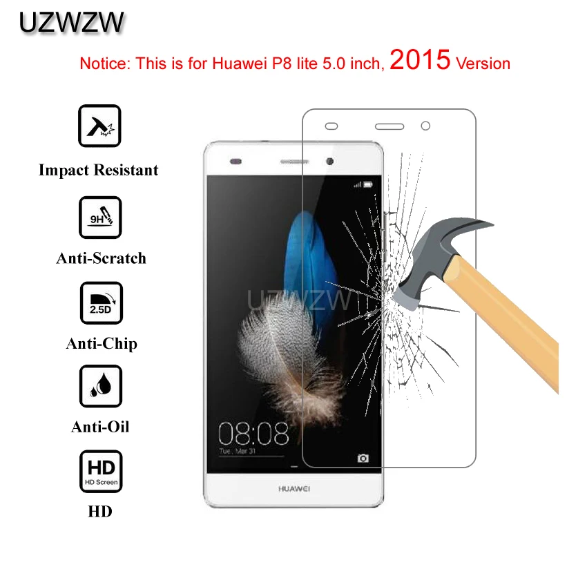 2 шт для huawei P8 Lite 5,0 дюймов Премиум 2.5D 0,26 мм Закаленное стекло протектор экрана для huawei P8 Lite защитное стекло