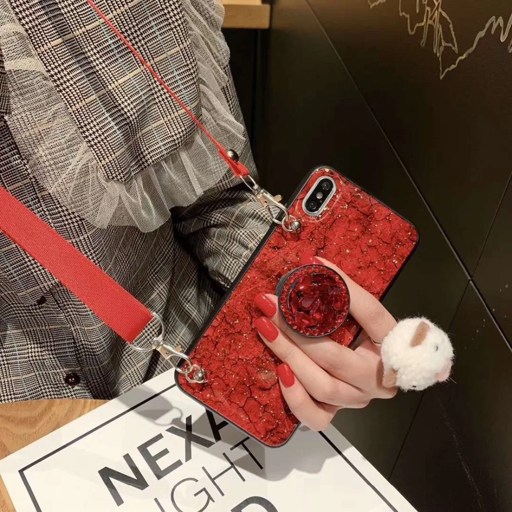 Модный чехол с алмазной подставкой для телефона iphone xs max xr x стильный мягкий
