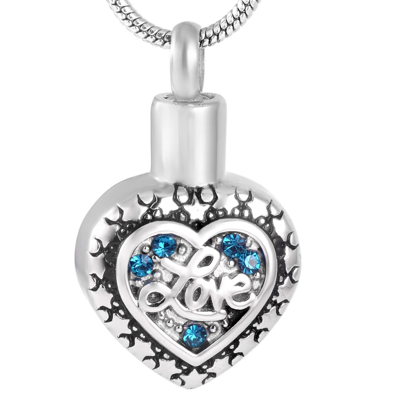 

IJD9747 Free Personalized Engrave "Love"Engraved Heart Crystal Inlay Memorial Ashes Keepsake Holder Cremation Pendant Necklace