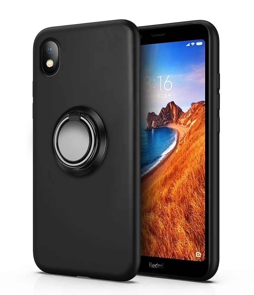 Black -Finger Ring 2 Xiaomi Redmi 7A чехол противоударный защитный резиновый силиконовый чехол для телефона для Xiaomi Redmi 7A задняя крышка для Xiaomi Redmi 7A Fundas - Цвет: Black -Finger Ring 2