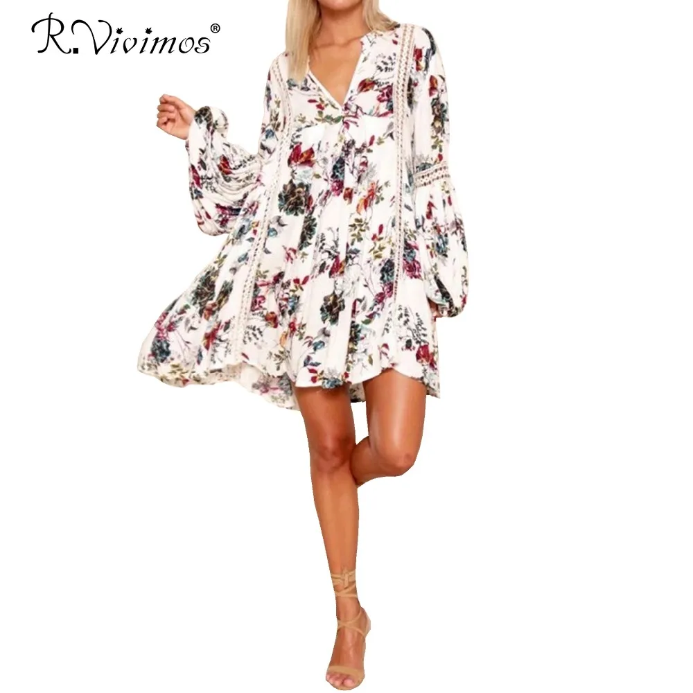 R. vivimos платье с длинными рукавами Для женщин Цветочный принт Винтаж хлопок