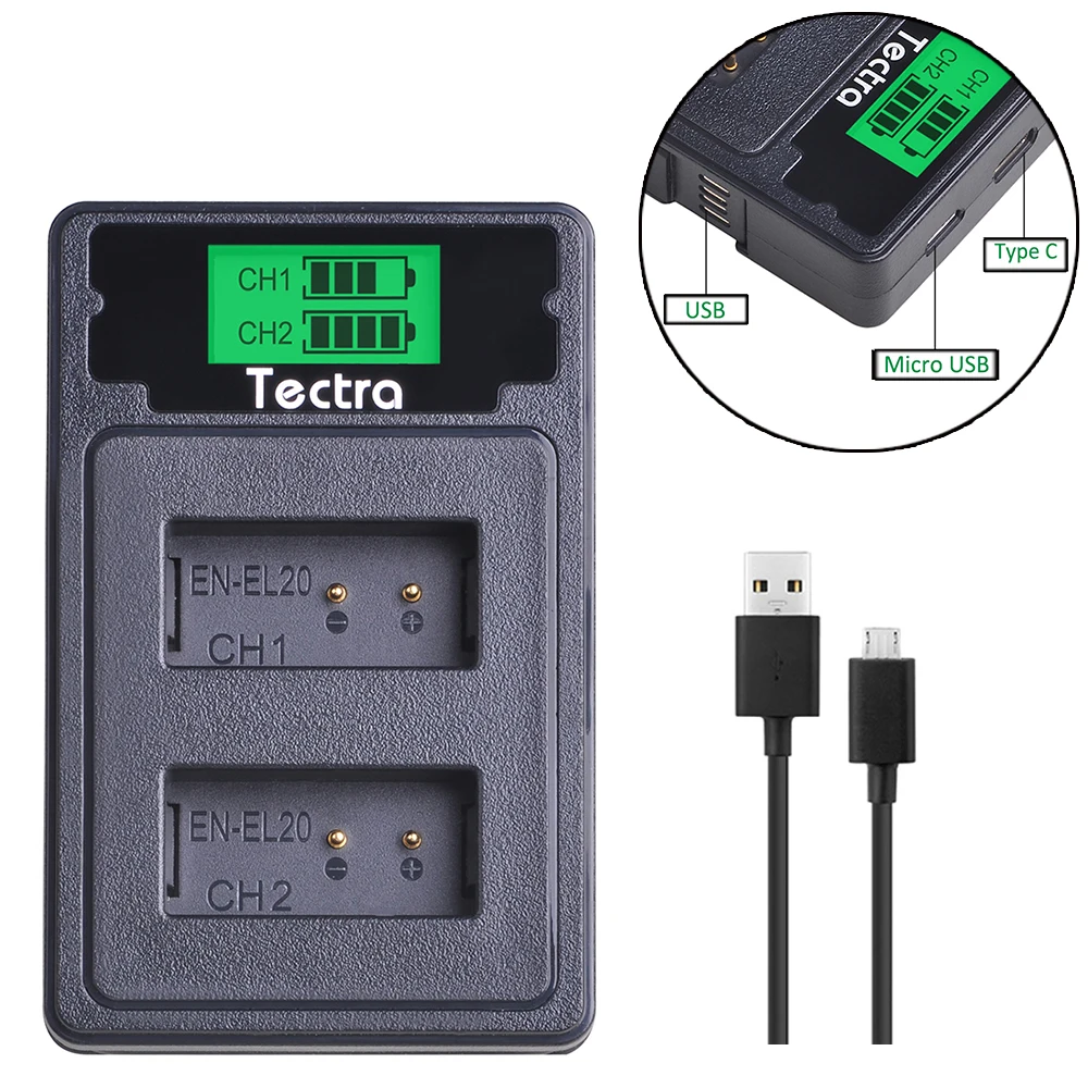 2 шт. 1200 мАч EN-EL20 EN EL20 EL20a батарея + ЖК-дисплей USB зарядное устройство Type-C порт для Nikon