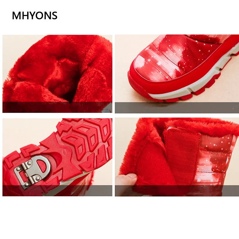 MHYONS/2018 новые ботинки для девочек теплые зимние сапоги модные плюшевые обувь