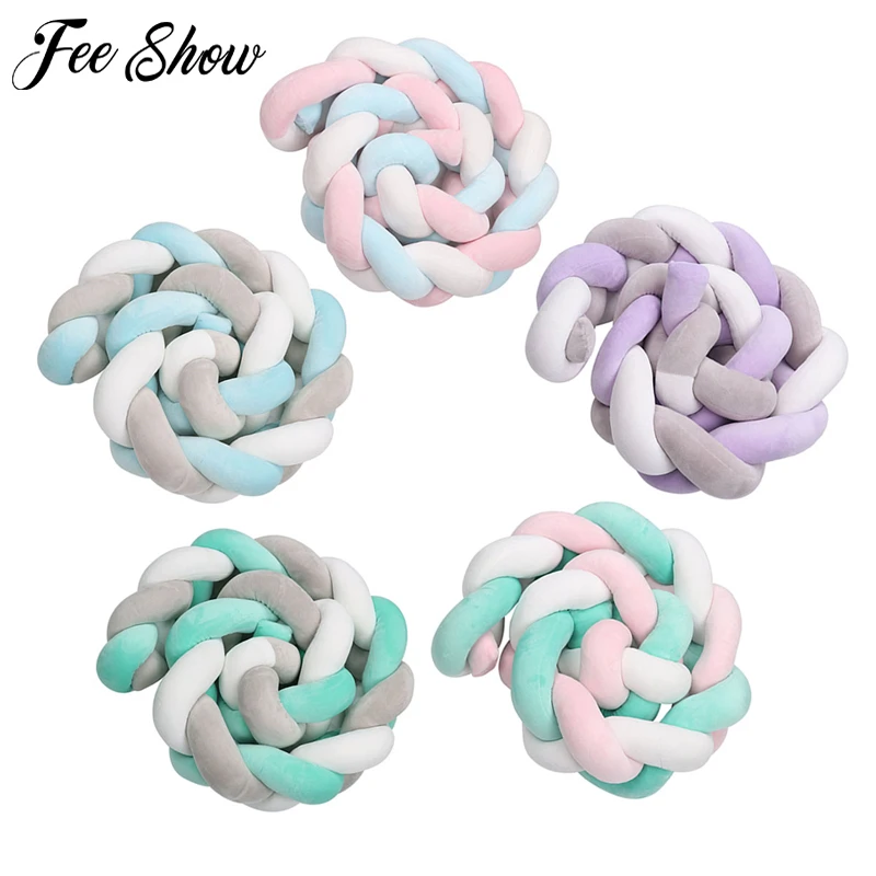 Детский бампер для кроватки ручная работа длинная плетеная плюшевая подушка