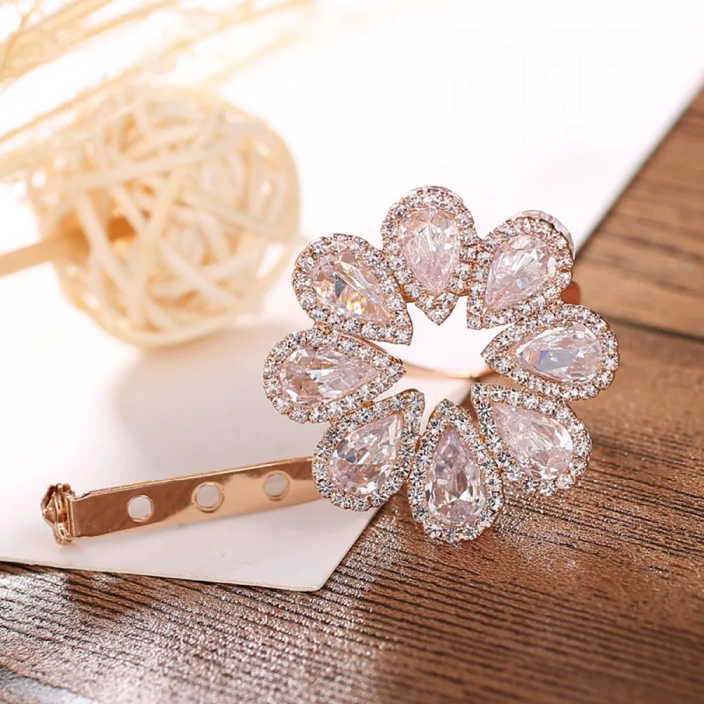LuxuriousTears of the Sun Zircon Brooch Silk Scarf Button Dual-purpose For Women Gift sweet brooch Party OL Fashion Broon | Украшения и