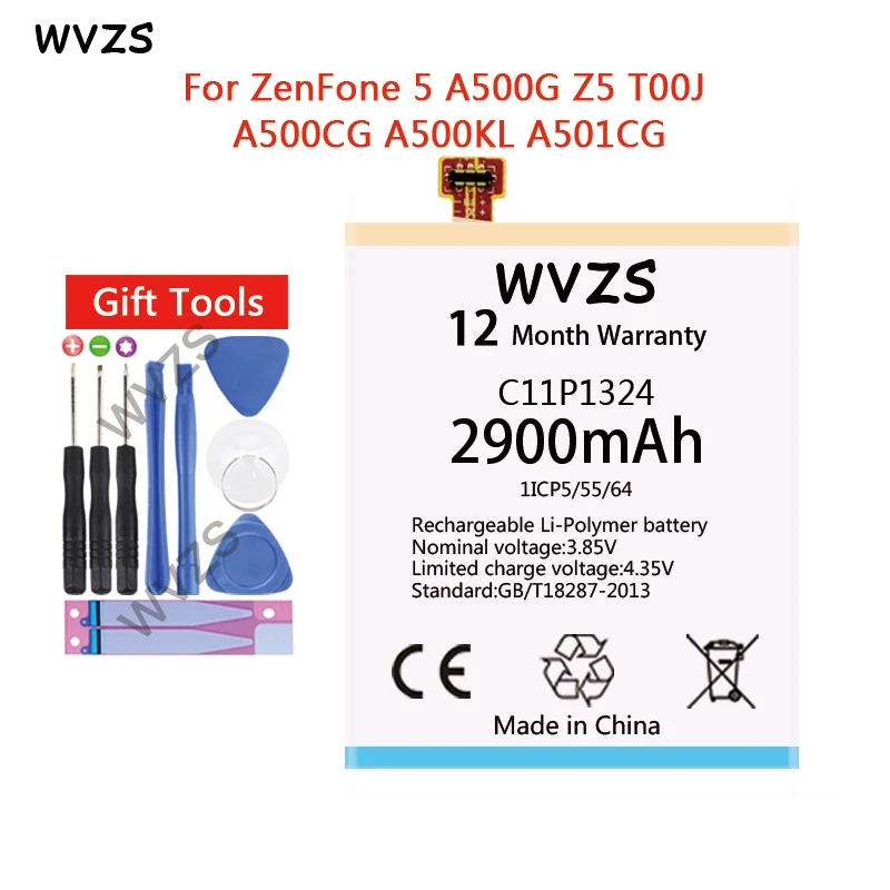 Wvzs 2900 мА/ч литий-ионный аккумулятор Батарея C11P1324 для Asus ZenFone 5 A500G Z5 A500 A500CG A501CG A500KL