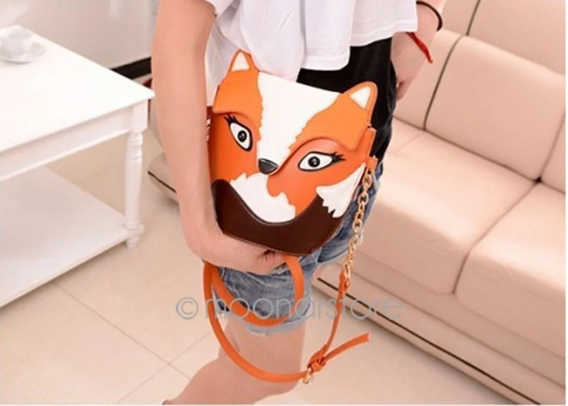 Модные женские туфли кожа Сумки Винтаж Мультфильм crossbody сумка сова лиса на плечо