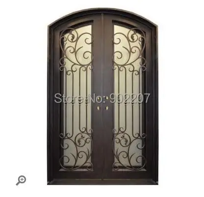 Наружная деревянная дверь с кованым железом|double door|double entry dooriron door |