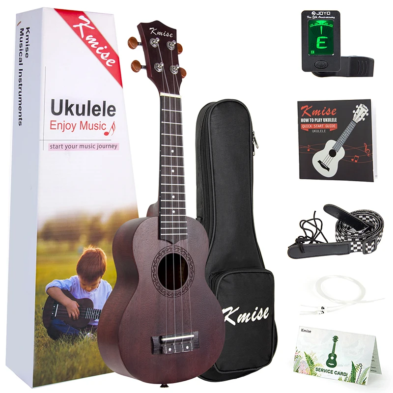 

Kmise Ukulele Soprano Ukelele Mahogany 21 inch Hawaii Guitar Kits with Gifts Gig Bag Tuner String Strap Booklet for Beginner
