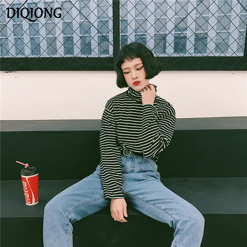 Diqiong 2018 ulzzang harajuku рубашка Женская топы Корейская Весенняя женская одежда Зимняя