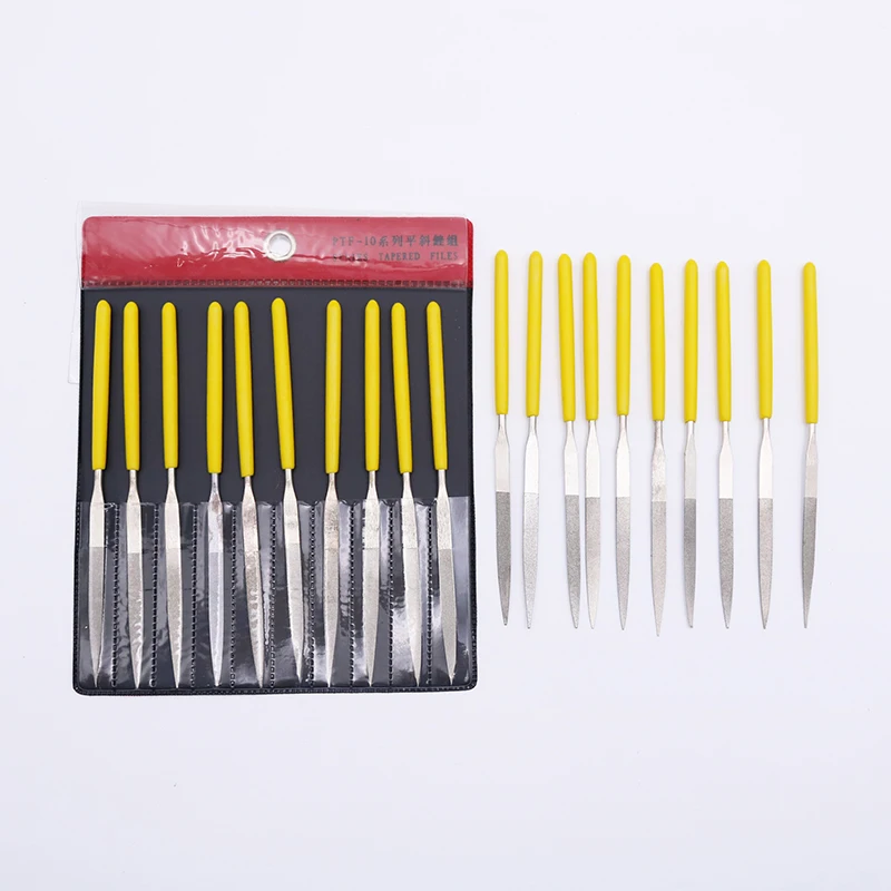 10 pcs 140mm ultrathin diamond coated needle file willow leaf double sided mini metal polishing single side |