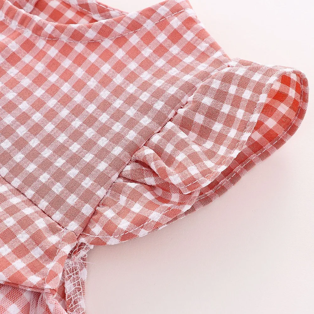 Детское Сетчатое платье пачка в клетку с коротким рукавом и оборками|Платья| |