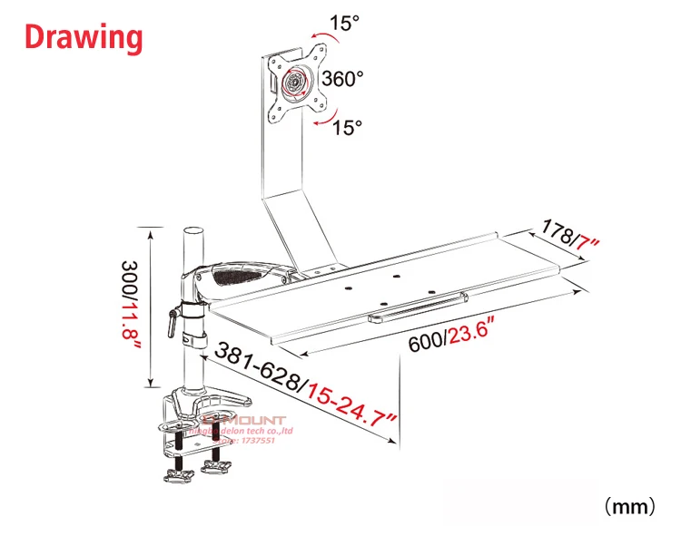 D-MOUNT DL-JF08 авиационная алюминиевая холоднокатаная сталь 1"-27" крепление для монитора+ подставка для клавиатуры