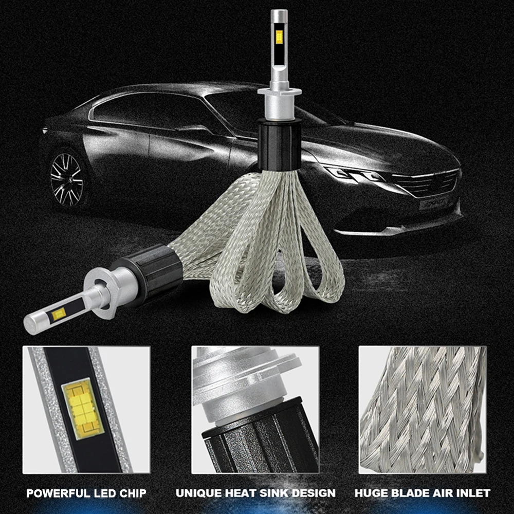 2 шт. светодиодный лампы для фар H7 12 В 55 Вт HIR2 9012 H11 H1 H4 9005 9006 6000 К Plug and Play